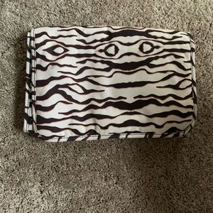 4 pocket hanging zebra print toiletry bag